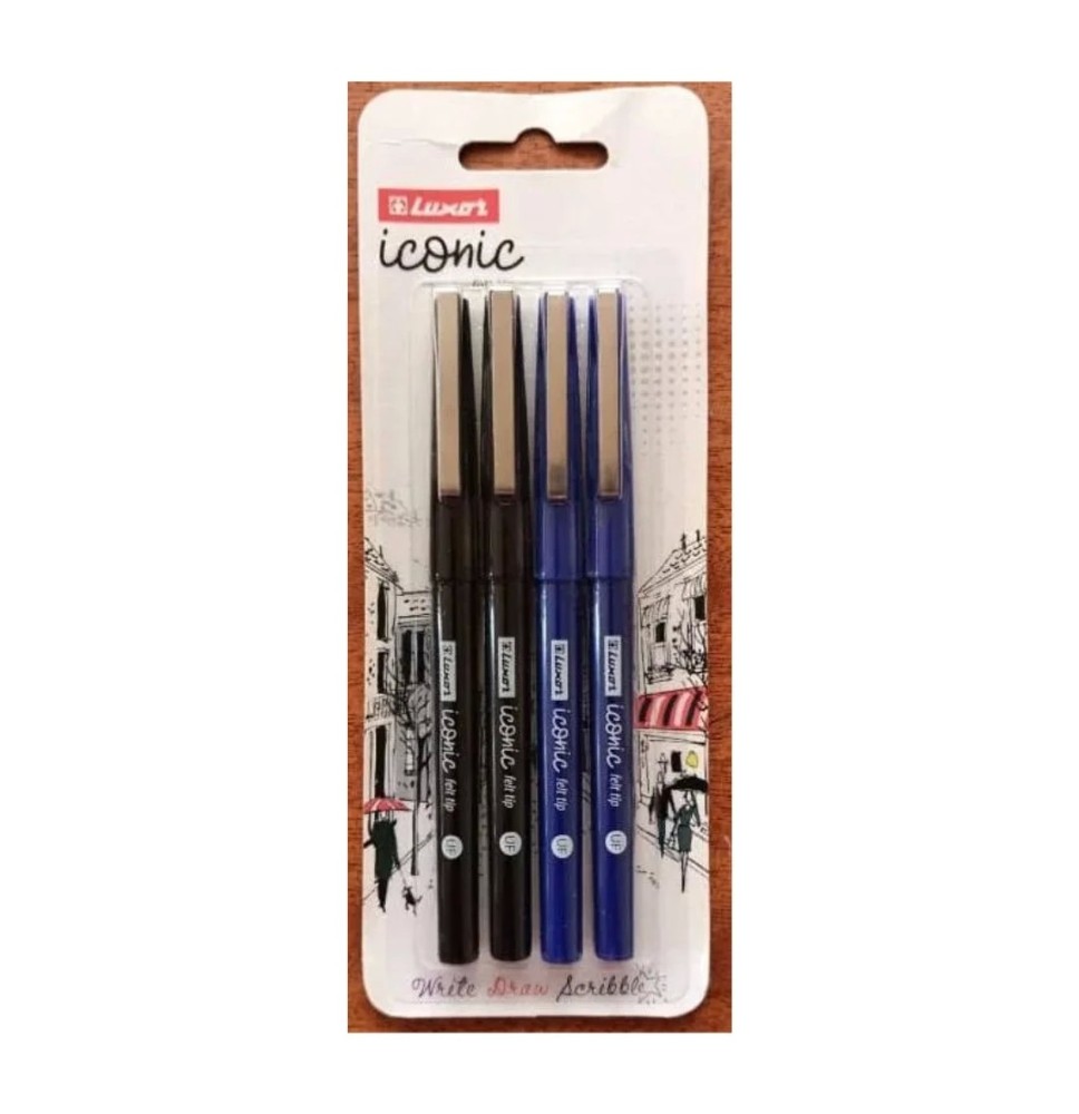 Luxor Iconic Felt Pen 4Pc 1Pck