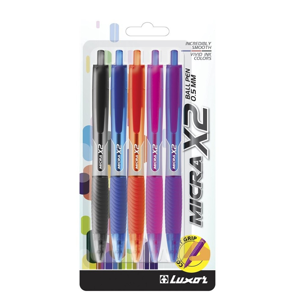 Luxor Micra X2 0.5mm Ball Pen 5Pcs 1Pck