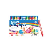 Luxor Doodles Wax Crayons Extralong 18Pc 1Box