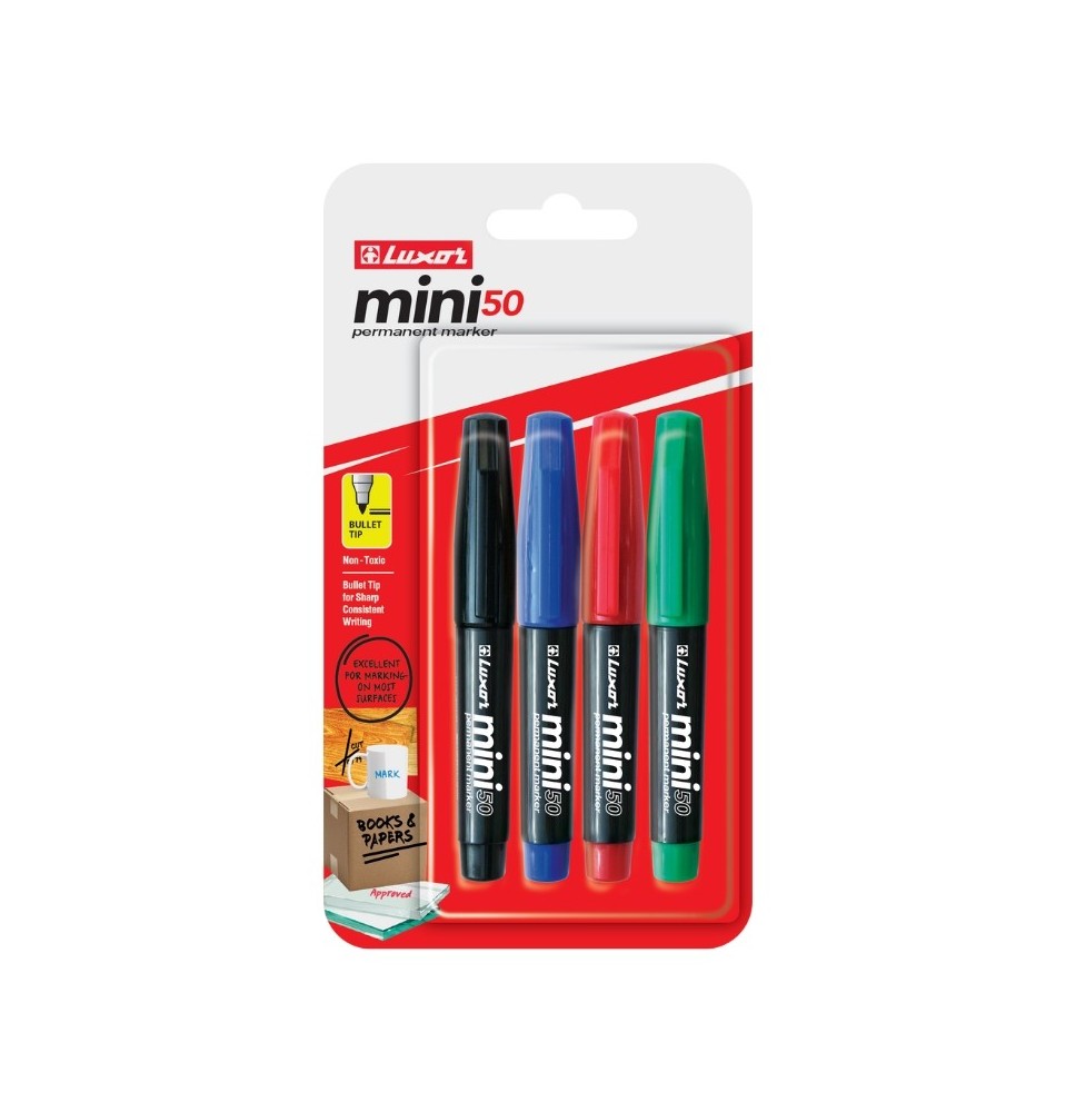 Luxor Mini50 Permanent Marker 4Pc 1Pck