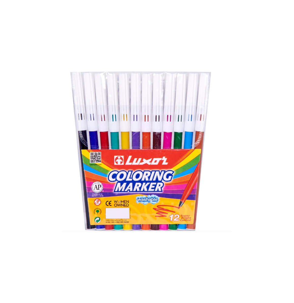 Luxor Washable Colouring Marker 12Pc 1Pck