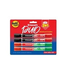 Luxor Duo 2in1 Bold Colours Whiteboard Marker (4 Colours)