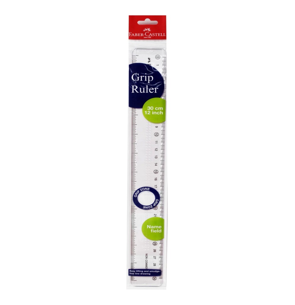 faber-castell grip ruler 30cm 12inch clear