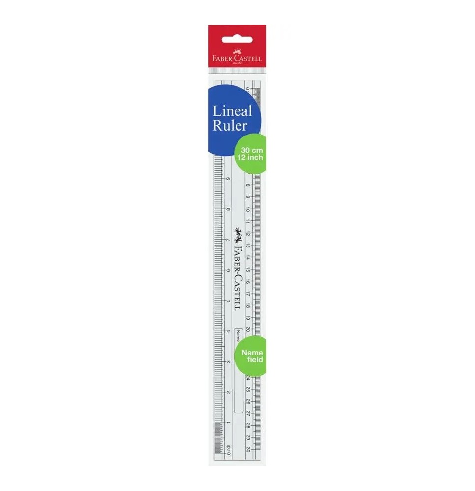 faber-castell ruler lineal slim 30cm 12 inch clear