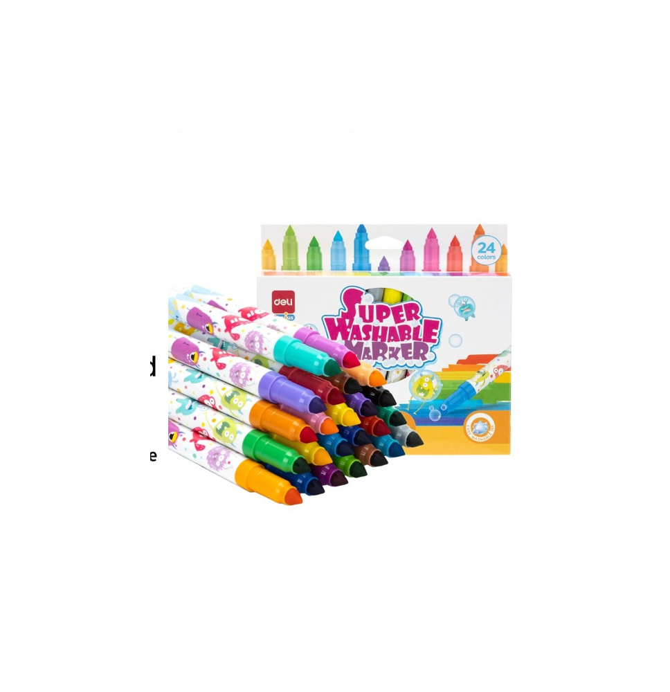 Deli Genius Super Washable Marker 24Pc 1Pck