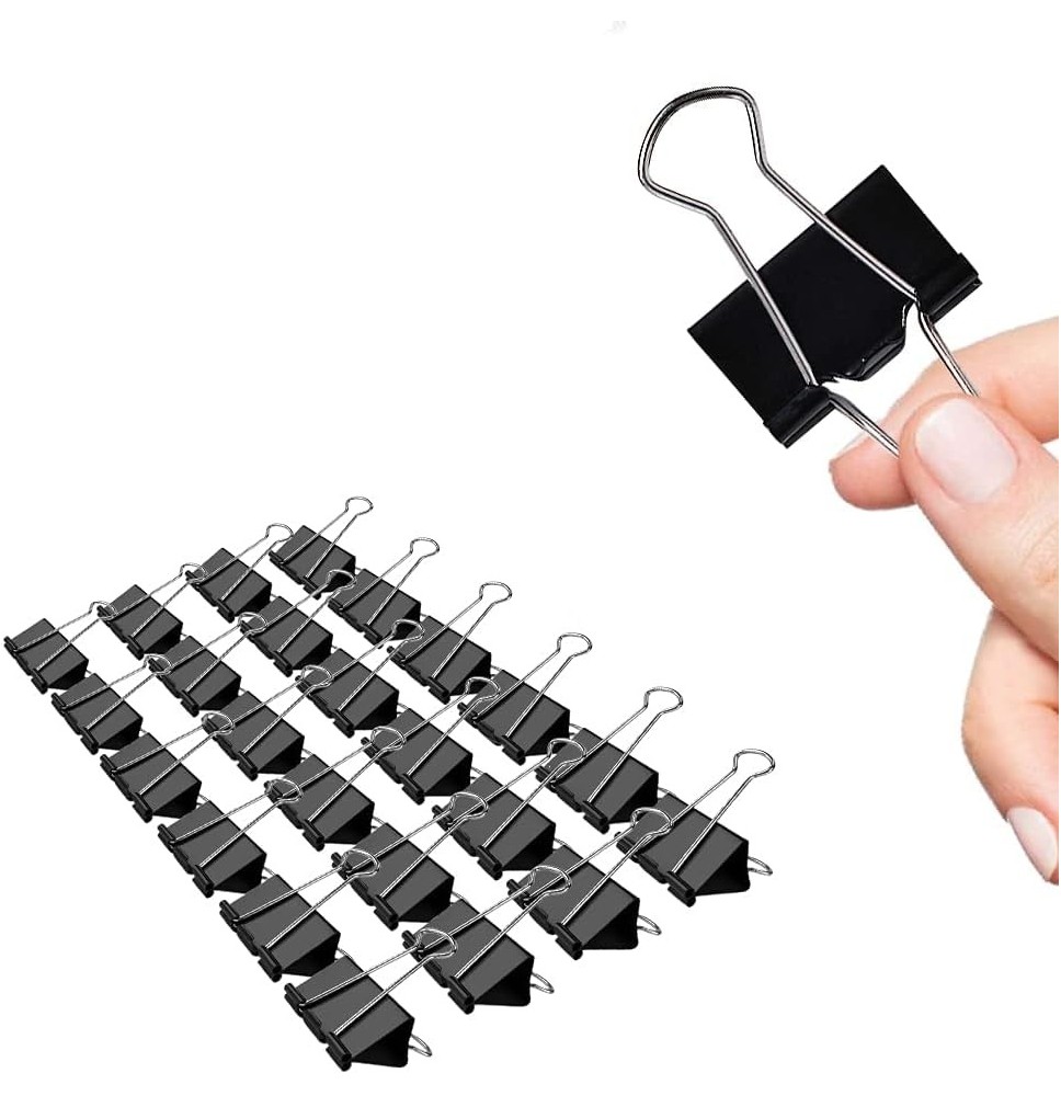 Yalong Binder Clip Black 32mm 24Pc 1Pck