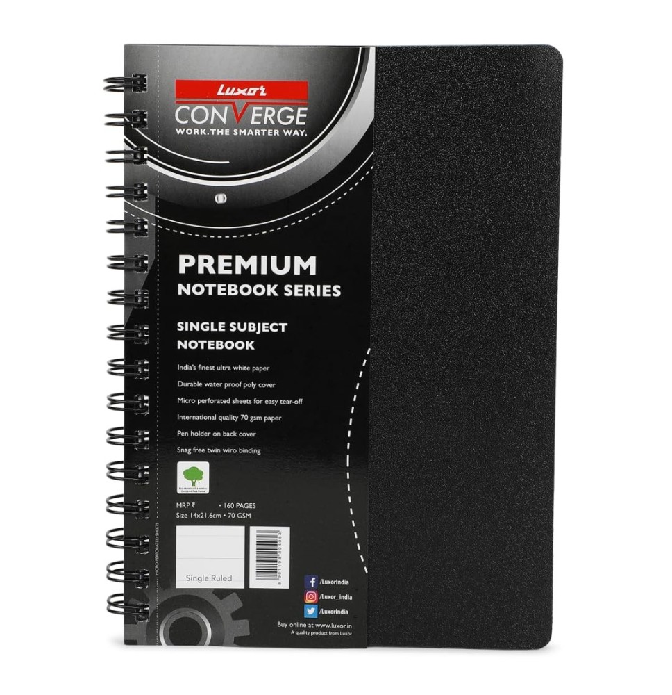 Luxor Converge Spiral 5subject A4 Notebook 300P 1Pc