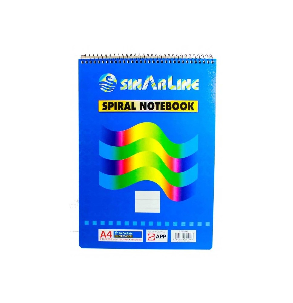 Sinarline Top Spiral Notebook 10"x8" 70 Sheets 56 gsm 1Pc