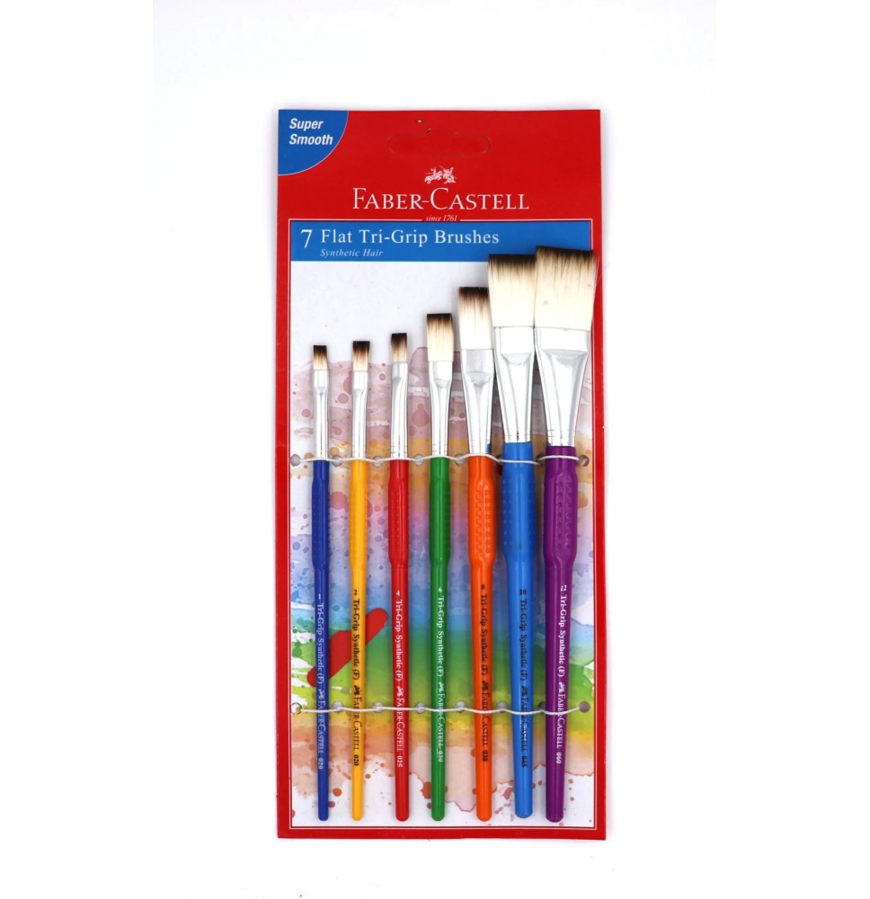 faber-castell 7 flate tri-grip burches synthetic hair