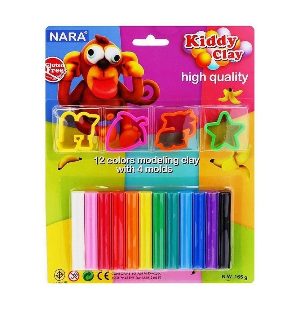 Kiddy Clay Modeling Clay 12Colors+5Cutter 165G