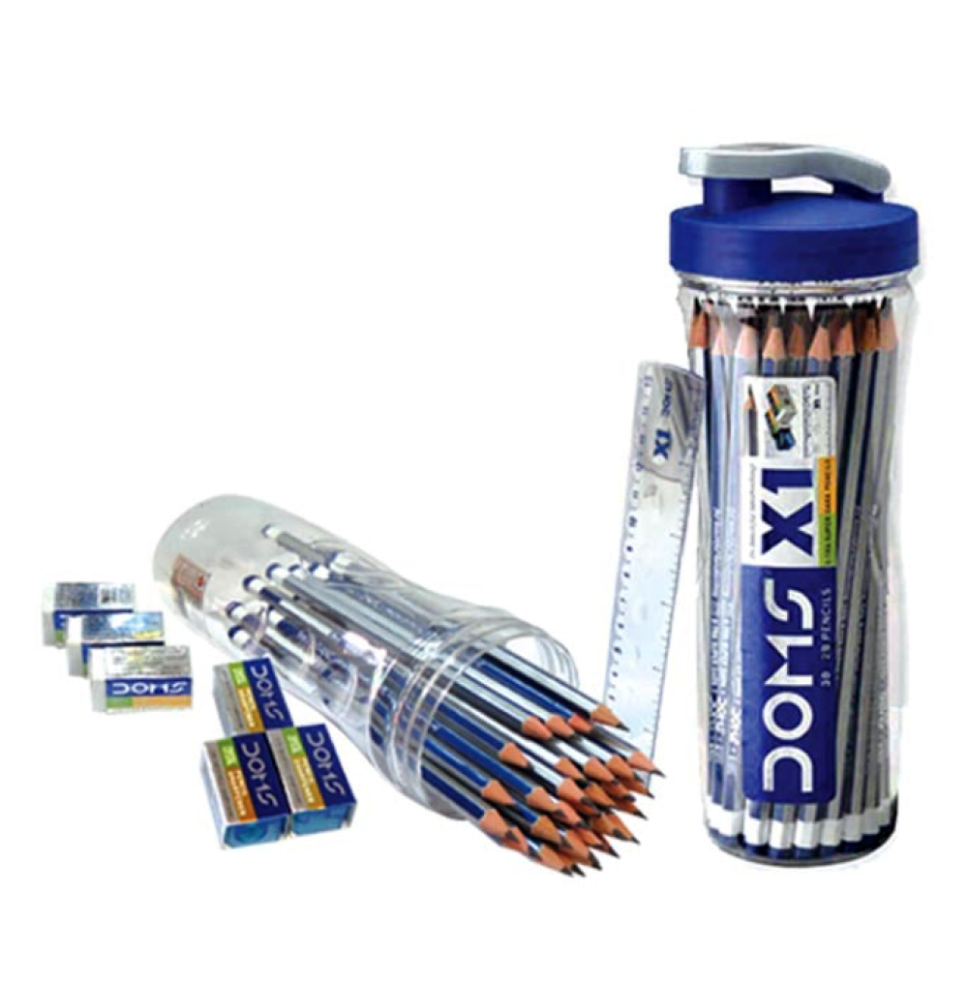 doms x1 hb/2 graphite pencils 30 pieces +sharpner eraser ruler