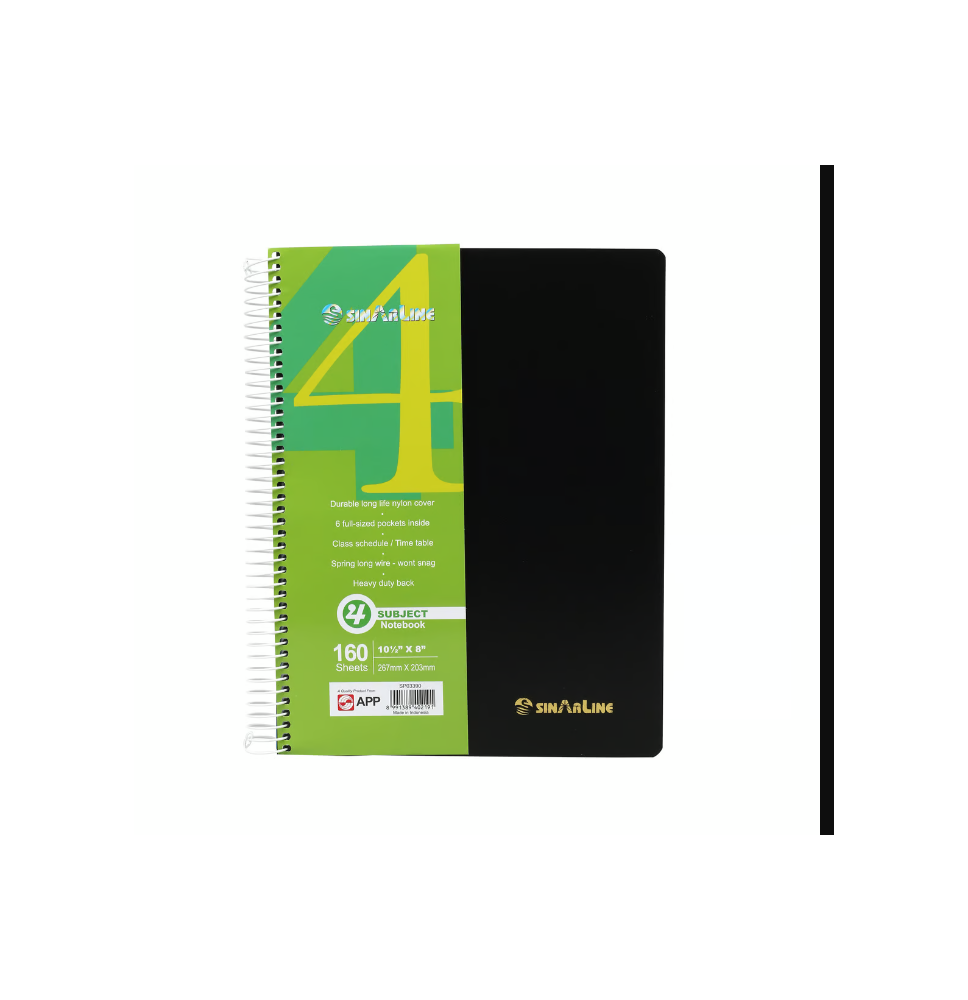 Sinarline 4subject Notebook 10.5x8 160Sht 1Pc