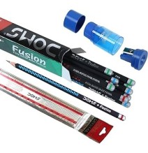 Doms Fusion 12 X-Tra Super Dark Triangle Pencils + Sharpener & 15cm Scale