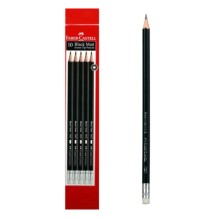 Faber-Castell 10 Black Matt Eraser Tip Pencils