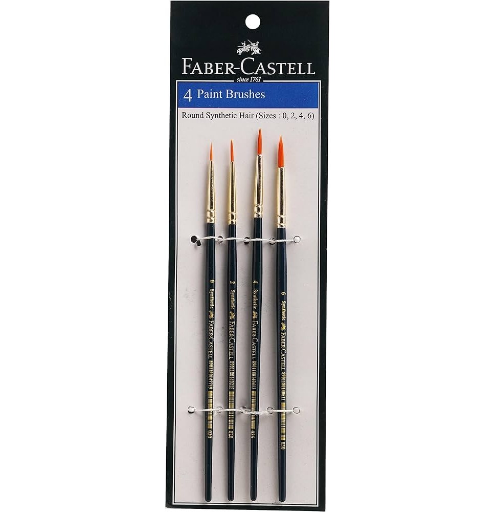 faber-castell 4 round paint burshes synthetic hair