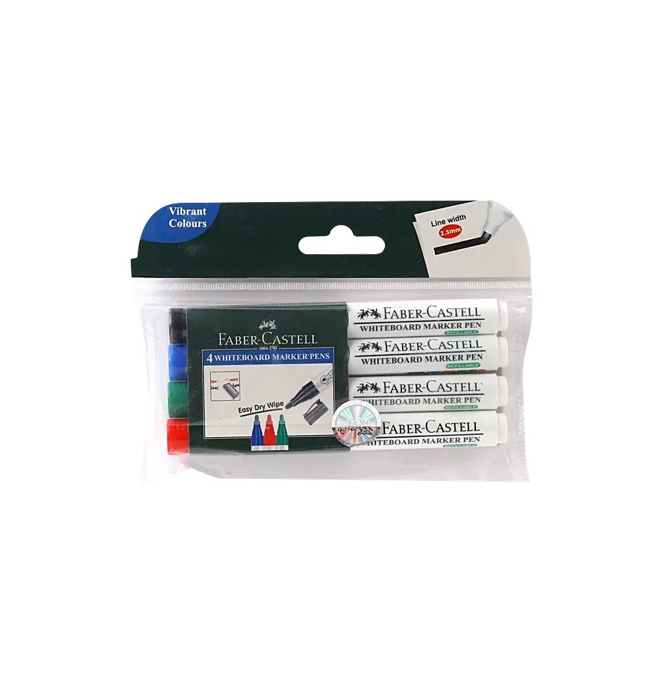 faber-castell 4 colour white board marker refillable bullet tip