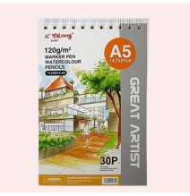 Yalong Spiral Watercolor Pad A5 30Pages 1Pc