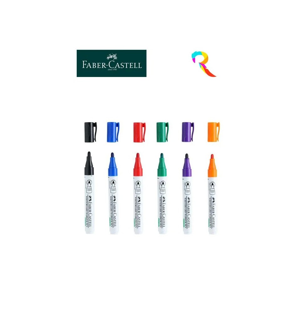 faber-castel 6 colour whiteboard marker refillable bullet tip