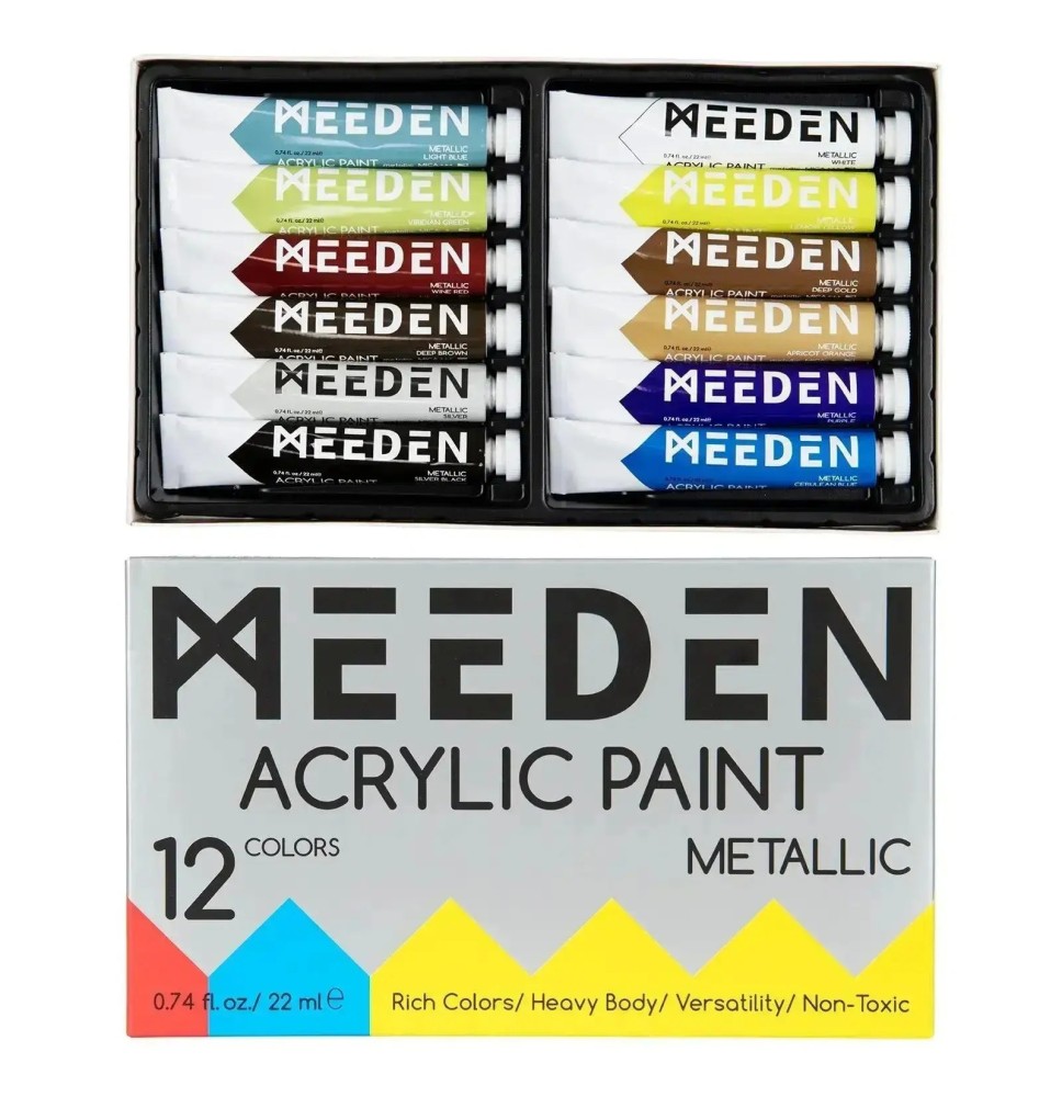 Meeden Acrylic Paint Metallic 12*22Ml 1Box