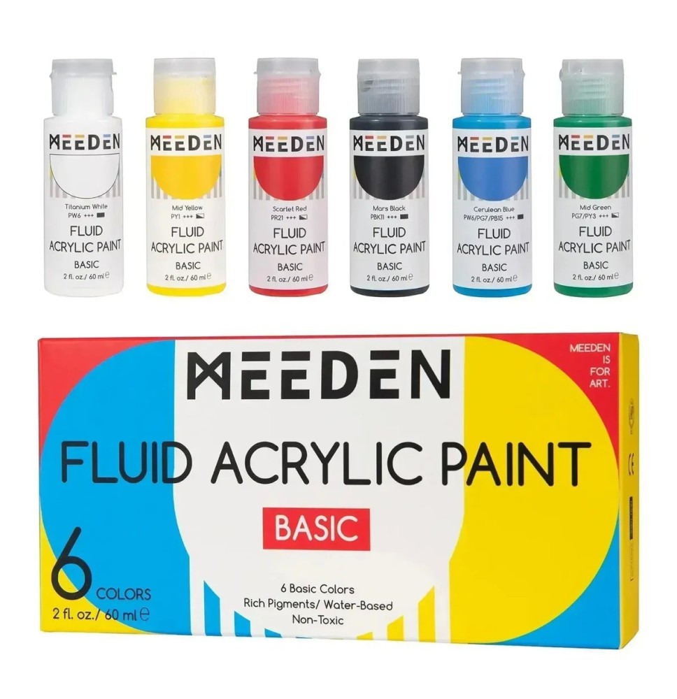 Meeden Fluid Acrylic Paint Basic 6*60Ml