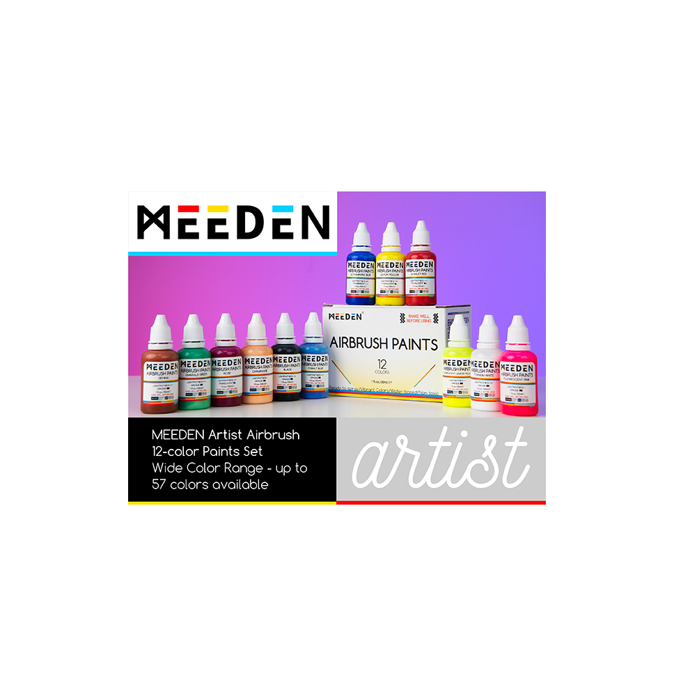 Meeden Air Brush Paints 12Pcs*30ML 1Box