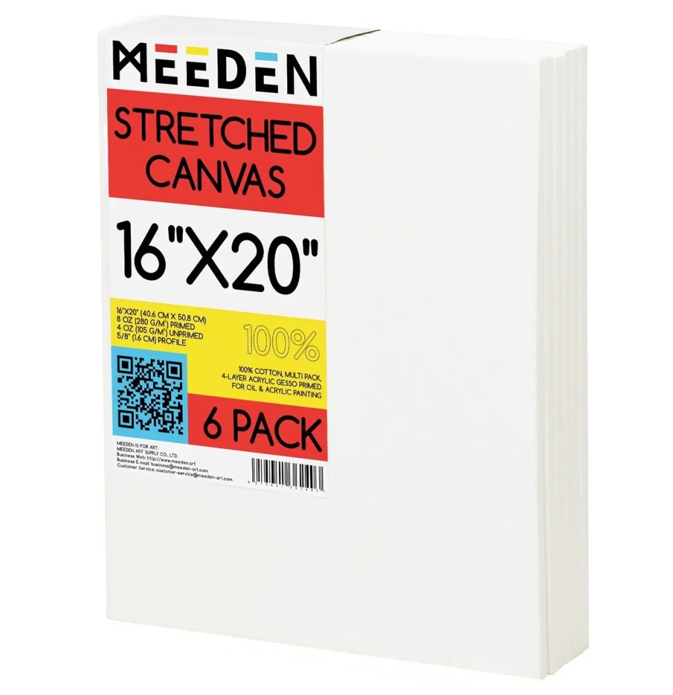 Meeden Stretched Canvas 16*20" 6Pcs*1Pkt