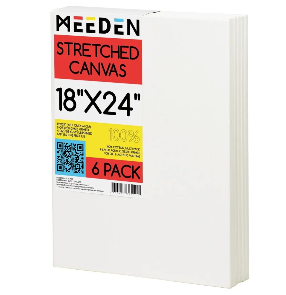 Meeden Stretched Canvas  18*24" 6Pcs*1Pkt