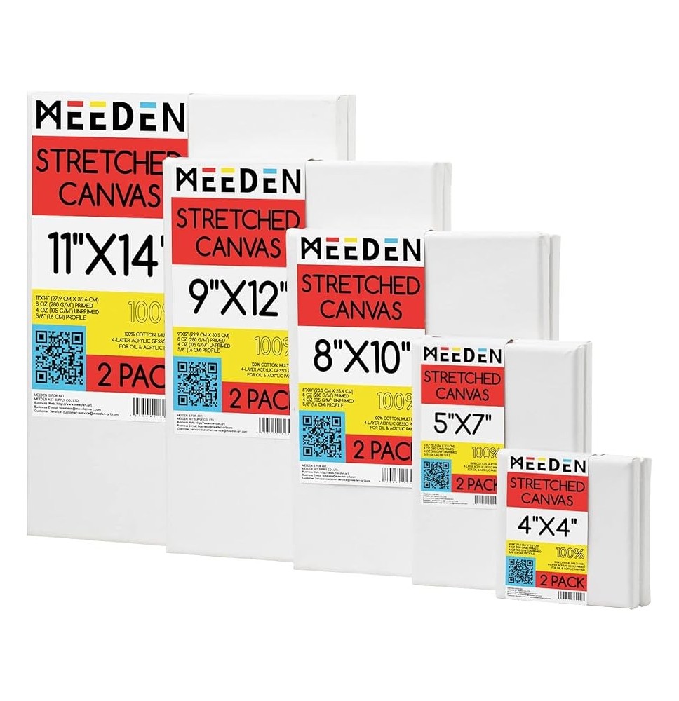 Meeden Stretched Canvas  Asst Size 5 Pcs Set