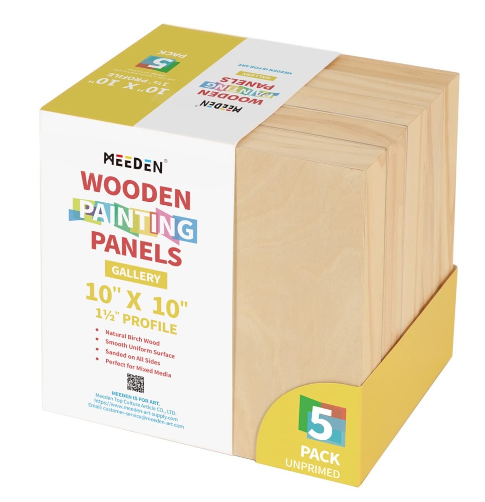 Meeden Wooden Painting Panel 10x10 5Pc Set