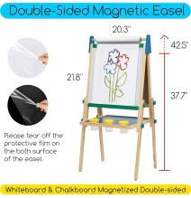 Meeden Double Sided Kids Adj-Wooden Art Easel +Painting Kit Set 1Pc