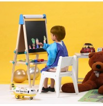 Meeden Double Sided Kids Adj-Wooden Art Easel +Painting Kit Set 1Pc