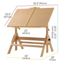 Meeden Solid Wood Drafting Table 1Pc