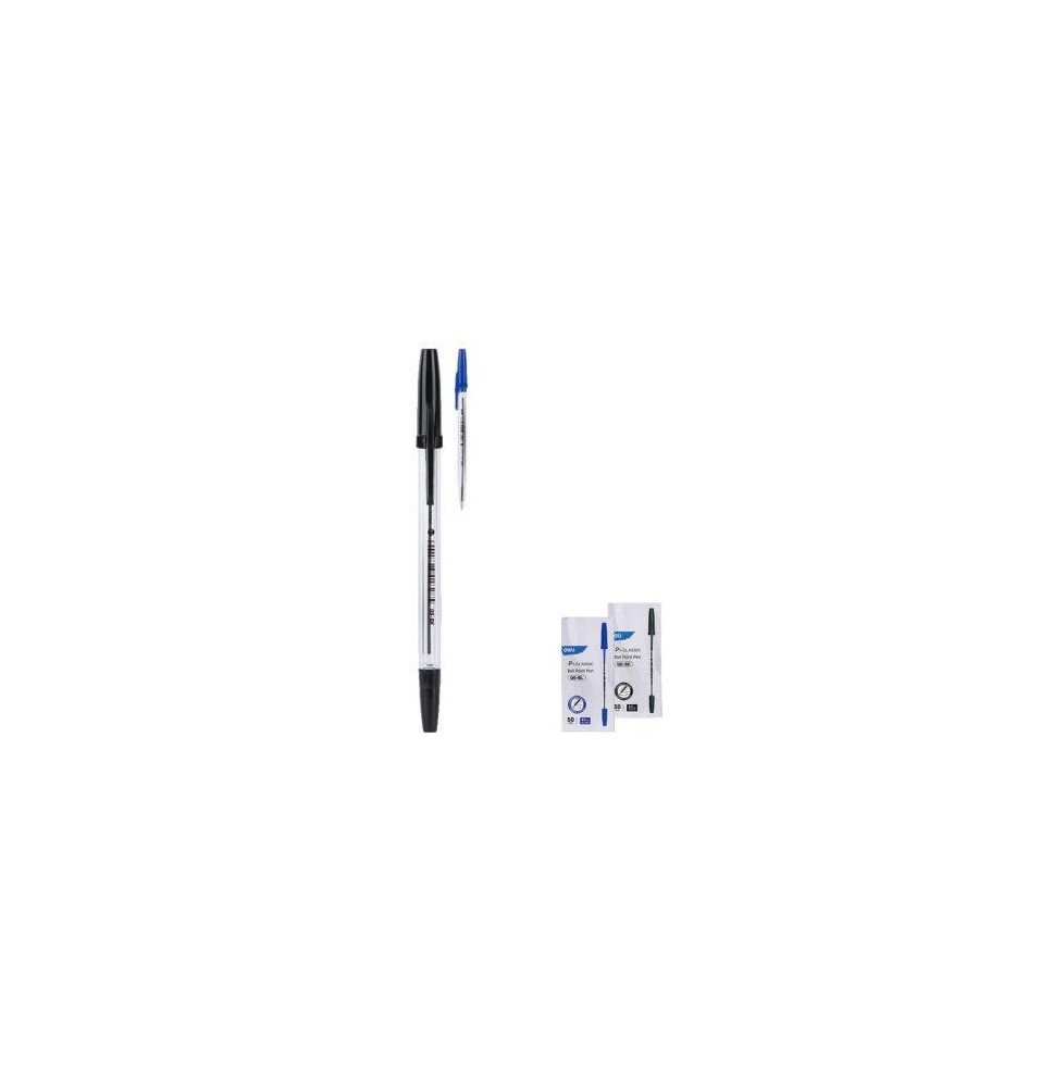 Deli Black Pen Black 0.77MM 50Pc 1Box