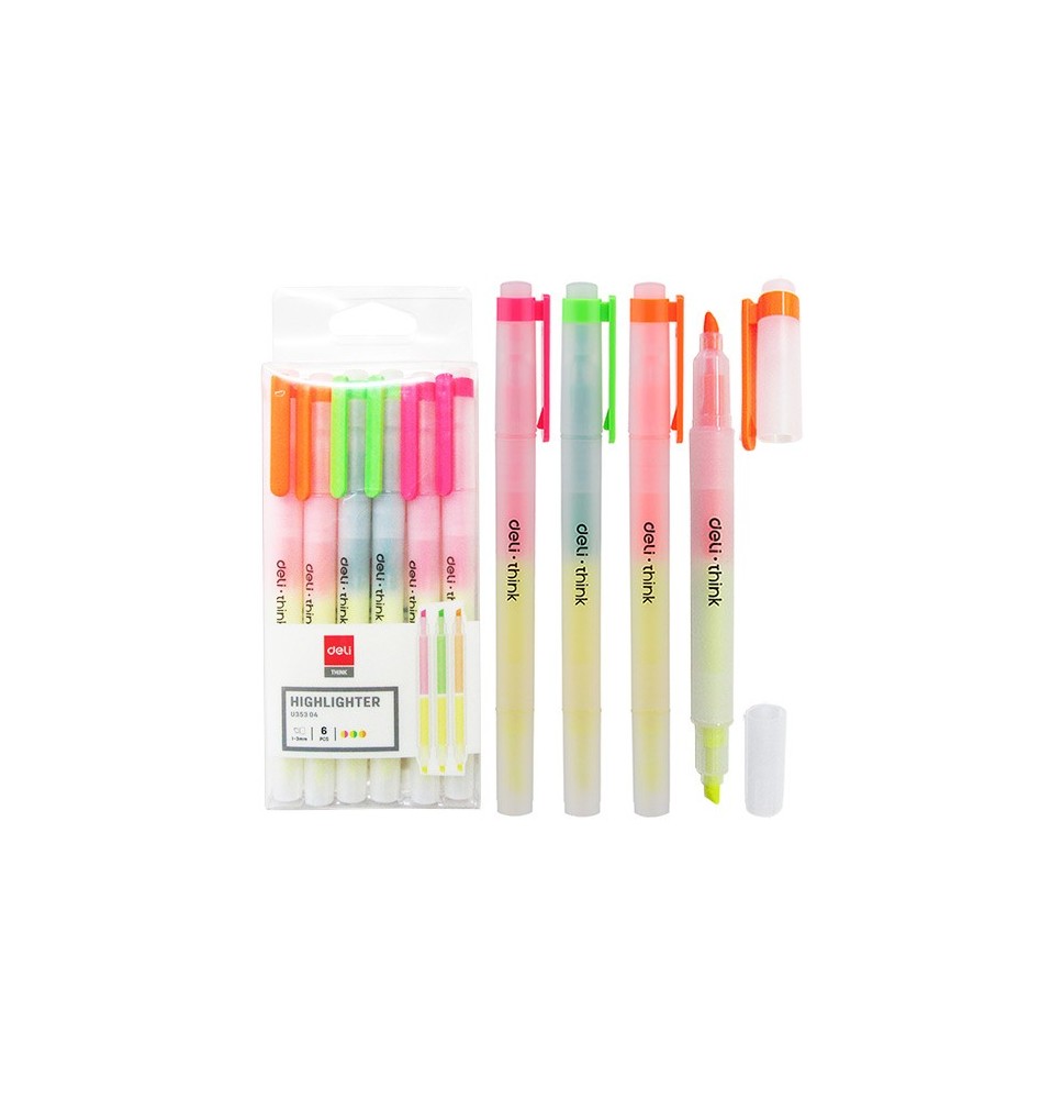 Deli Think  Highlighter 6Pc 1Pck