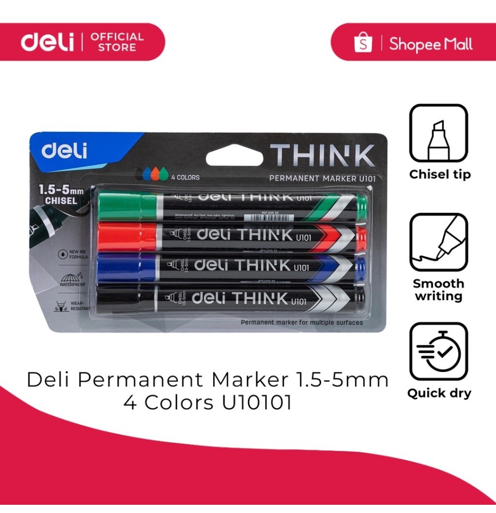 Deli Permanent Makers  4 In 1 5MM 1Pck