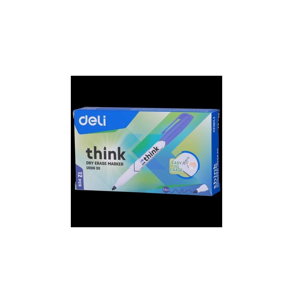 Deli Think White Board Marker BLUE 12pC 1PCK