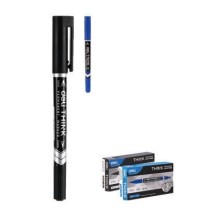 Deli Think Permanent Marker 2Tip Blue 12Pc 1Pck