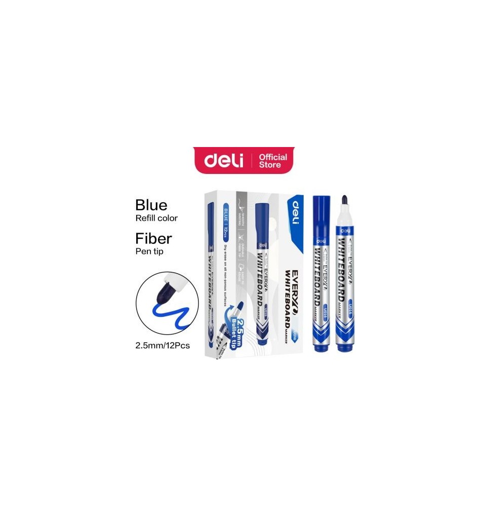 Deli Think White Board Marker Blue 12Pc 1Box