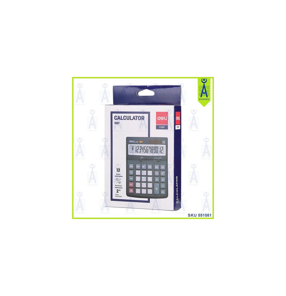 Deli Smart Dual Power 12 Digital Calculator 1Pc