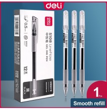 Deli Lineflow Gel Pen 0.5MM Black 12Pc 1Pck