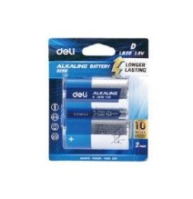 Deli D-LR20 Alkaline Battery 2Pc - 1Card