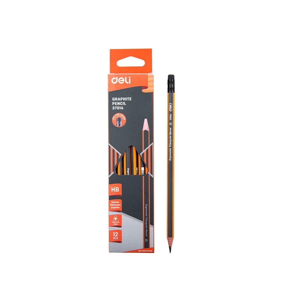 Deli Hb Ergonomic Shape 12 Graphote Pencil 12pc 1Pck