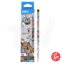 Deli 2B Arti Graff 12 Graphite Pencils 12Pcs 1Pck