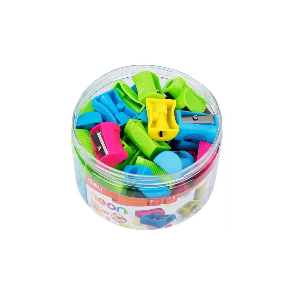 Deli Neon Pencils Sharpener 8mm 48Pc 1Pck