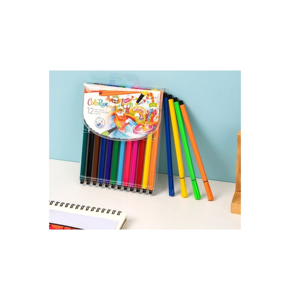 Deli Colorun Felt Pen 12pcS 1Pck