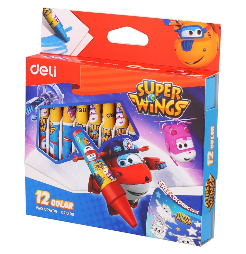 Deli Super Wings Wax Crayons 12Colors